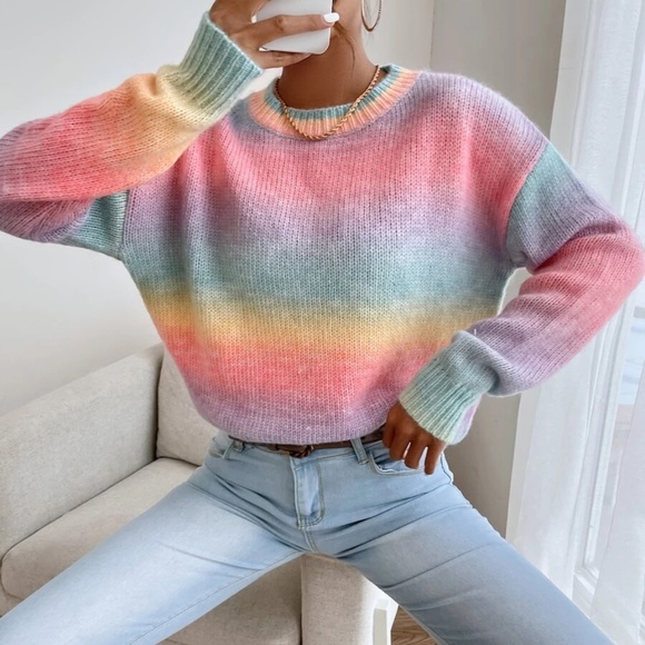 Cozy Colorful Oversized ombre Sweater - Picture 2 of 4